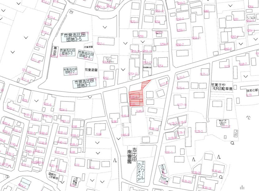 都城市志比田町の売地の土地図