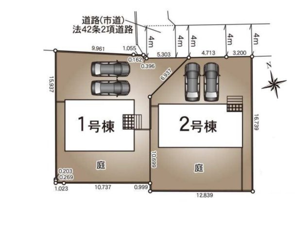 熊本市南区八分字町第14-2棟（2号棟）の区画図|配置図（2号棟）