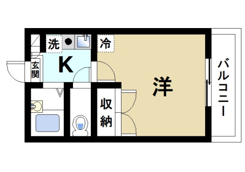 レオパレスウェストコートの間取り|ワンルームの間取り