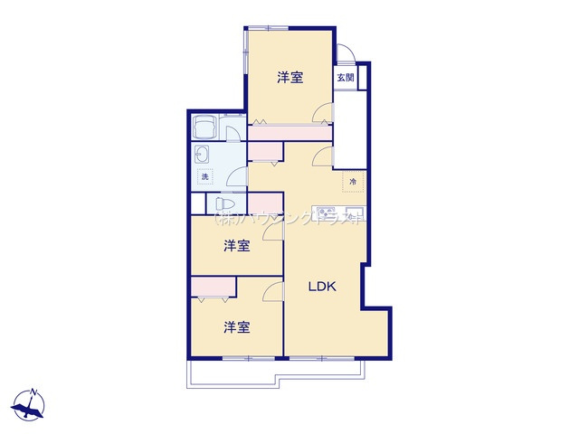仲介手数料無料　向陽ハイツB棟の間取り