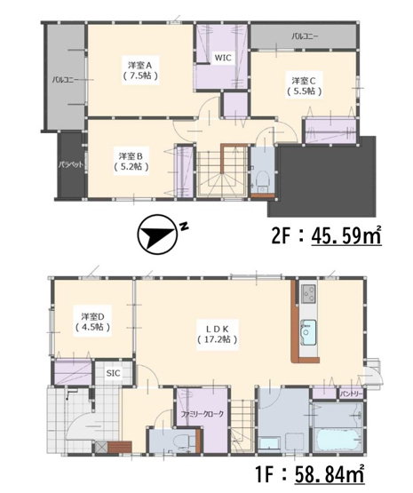 【間取り】 | 福岡市東区香住ケ丘5丁目1期　1号棟（全3棟）【仲介手数料無料・0円】 | 平日、土日祝日もお好きな日時にご見学可能です。お気軽にお問合せ下さい。