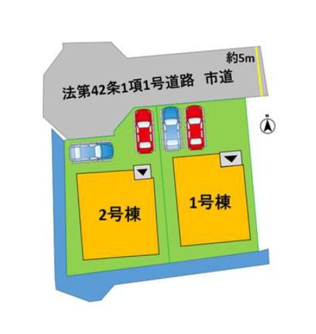 熊本市南区出仲間3丁目第1-2棟（2号棟）　の区画図|配置図（2号棟）