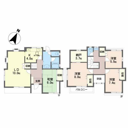 虹ヶ丘５丁目一戸建の間取り