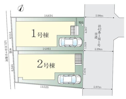 柏市西原1期　新築戸建　1号棟の区画図|1号棟