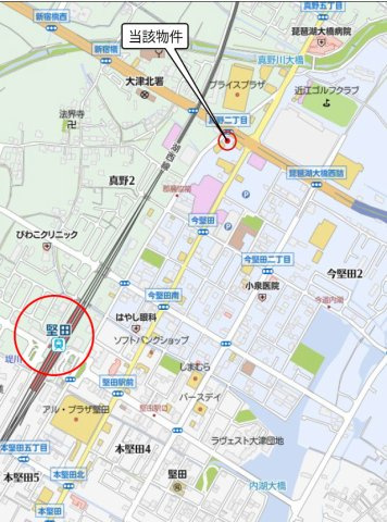 大津市真野２丁目の事業用地の地図