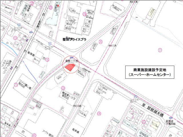 大津市真野２丁目の事業用地の地図
