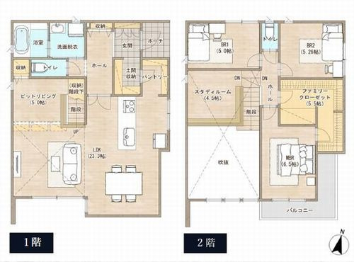 【間取り】 | 【仲介手数料０円】平塚市八重咲町　新築一戸建て
