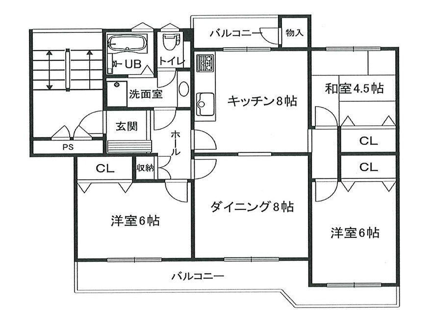 藤阪ハイツD6棟の間取り|間取り図はいかがですか？ご希望を叶える間取りですか？リビングの広さは？水回りの位置は？カウンターキッチン？など色々な情報が集約されています。弊社ではリフォームなどのご相談も承っております。