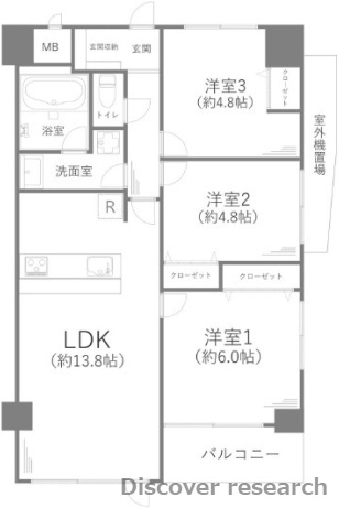 アスティオン鹿沼公園の間取り|【間取り】
3LDK、価格3380万円、専有面積65.97m²、バルコニー面積3.99m²