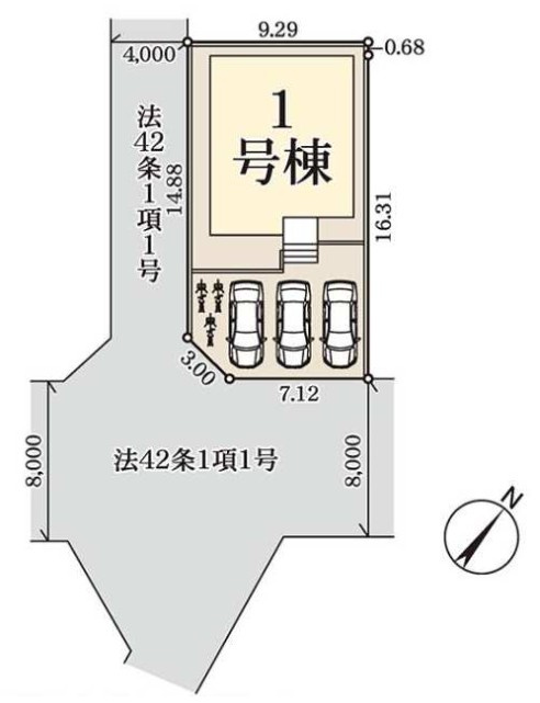 越谷市東越谷４　新築戸建の区画図