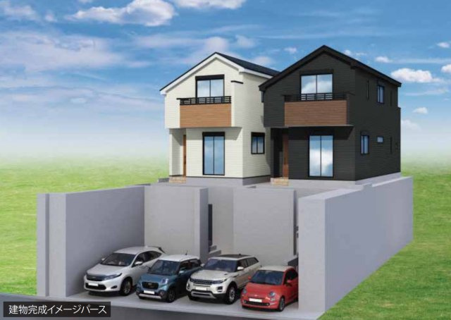 横浜市港北区篠原北1丁目 新築戸建て【仲介手数料無料】カースペース2台の外観パース