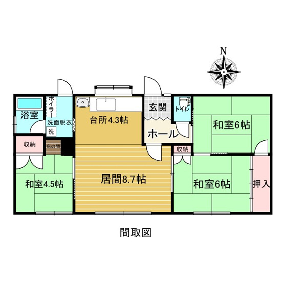 【間取り】 | 北見市美山町南２丁目８番地３８　平屋建中古売家 | 3LDK