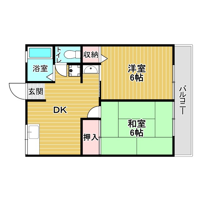 サンリバーHの間取り|2DKです
