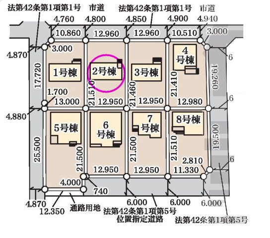 リーブルガーデンS  前橋茂木町第３　２号棟の区画図|駐車場は３台付きです！出し入れしやすい並列駐車ですよ！
