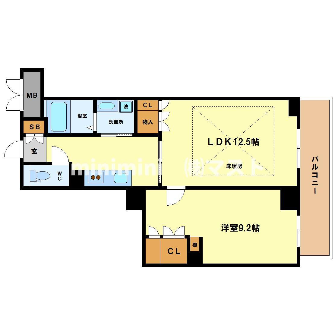 エルヴェ東天満の間取り