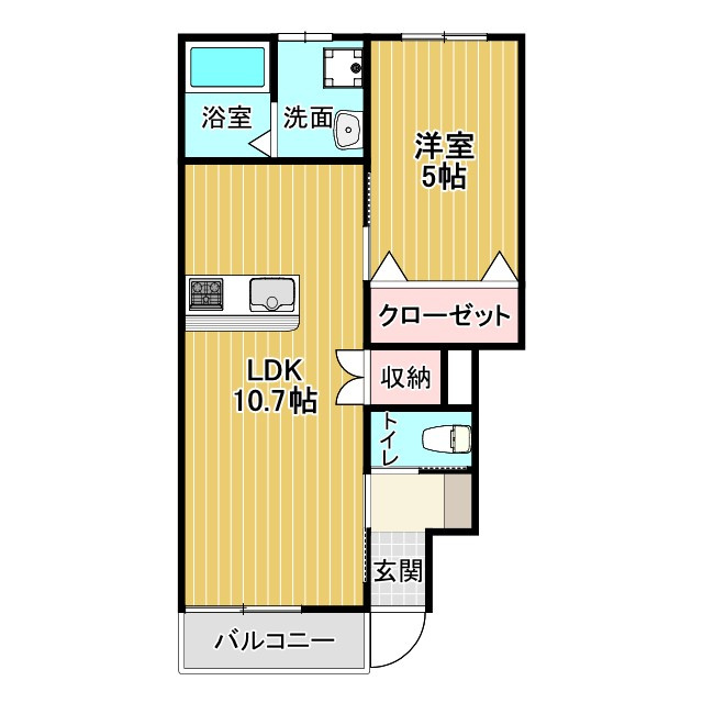 エスカレント広川の間取り|1LDKです♪