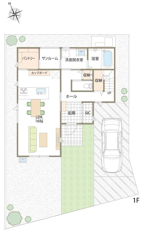 新築　高崎市上中居町　4号棟の区画図|区画図　南東側接道幅員約5ｍ