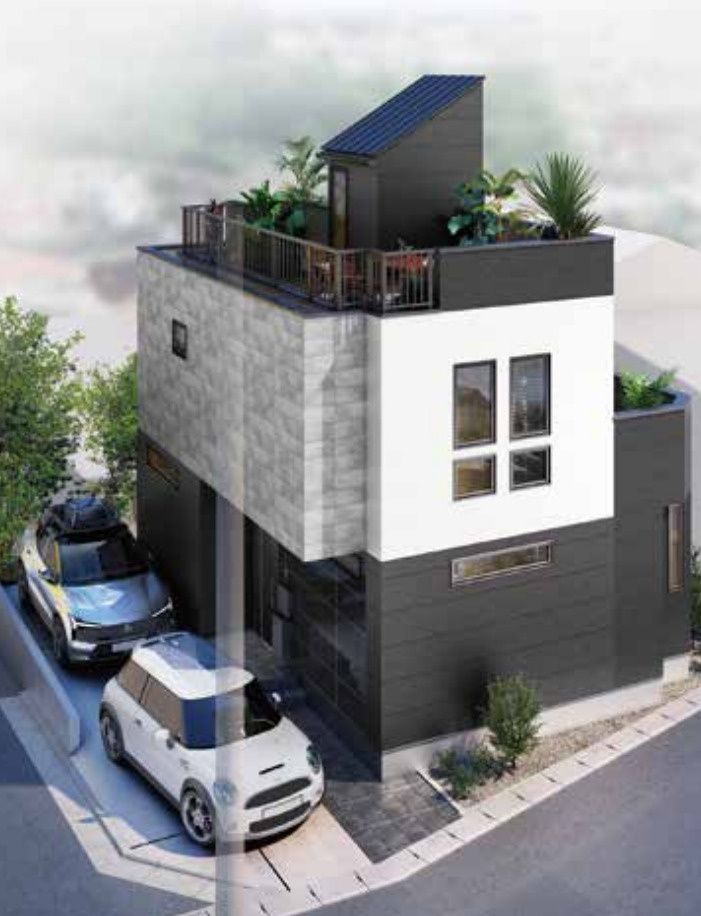 横浜市保土ヶ谷区上菅田町 新築戸建て【仲介手数料無料】カースペース2台の外観パース