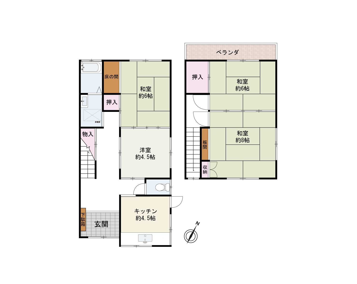 岸和田市南町　中古戸建の間取り