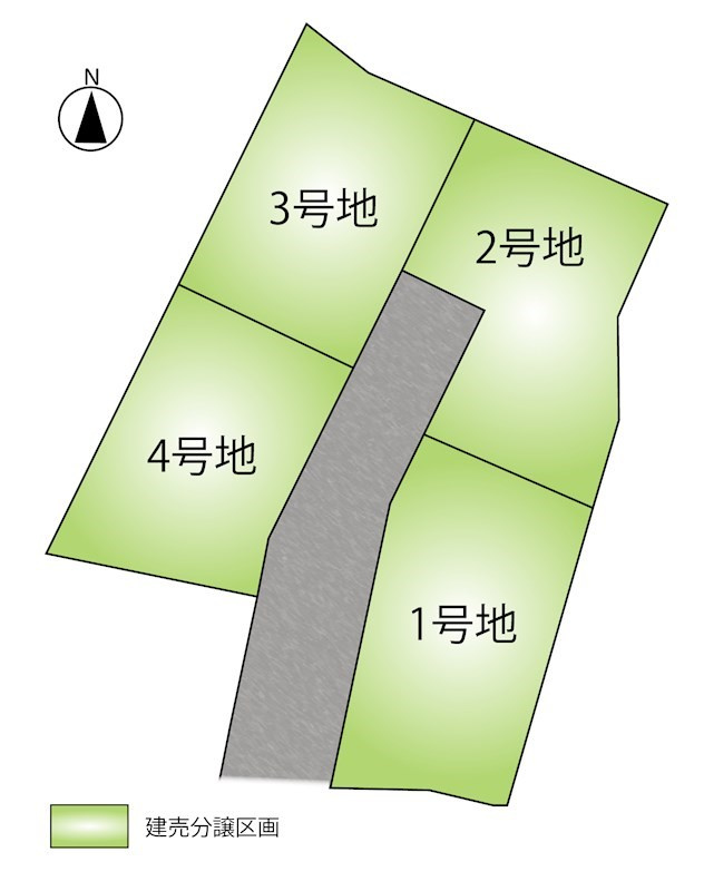 新築　高崎市上中居町　2号棟の区画図|区画図　南西側接道幅員約5ｍ