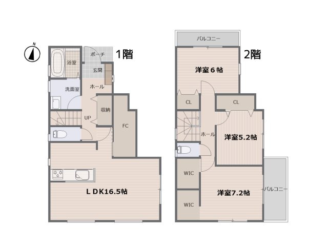 八田寺町1号棟の間取り