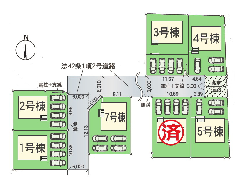 富士宮市万野原新田第29　新築戸建　全７棟　5号棟の区画図