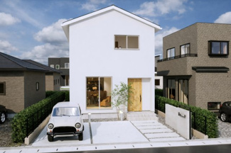 【外観パース】 | 城陽市久世里ノ西　3区画2号地　売土地　建築条件付き | ・参考プラン価格：2310万（別途外構費187万、造成費等-万）　　　　
・建物価格は参考価格になります。
（弊社標準建物 30坪で計算した価格です）　