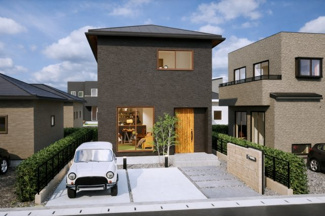 【外観パース】 | 城陽市久世里ノ西　3区画2号地　売土地　建築条件付き | 区画割例　横2区画