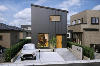 【完成予想図】 | 城陽市久世里ノ西　3区画2号地　売土地　建築条件付き | 参考プランになりますので、お客様のお好みの外観を一緒に作らせていただきます。外壁には、メンテナンスが楽な光セラを採用しており、汚れがつきにくく、色あせもしにくいのでおススメです！