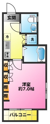 ダイユー１２番館の間取り|独立洗面化粧台・浴室乾燥機・温水洗浄便座・２口システムキッチン完備☆