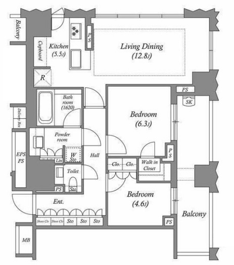 千代田区富士見１丁目の賃貸マンションの間取り