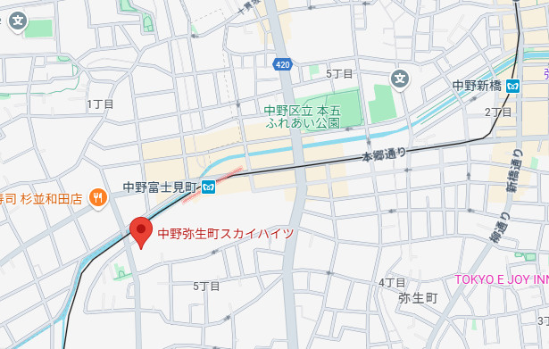 中野弥生町スカイハイツの地図