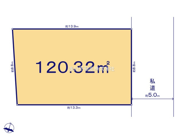 八王子市　諏訪町　建築条件付き売地の土地図|～東5ｍ道路に面している整形地～