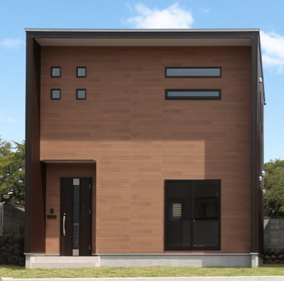 【外観パース】 | 坂戸市鶴舞3丁目売地【建築条件付】 | PLAN例1　外観イメージ
シンプルで飽きの来ないシカクい家