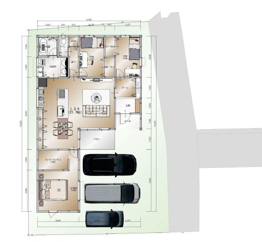 西秦泉寺　建築条件付き　売土地の参考プラン|プラン例は一例です。変更可能
