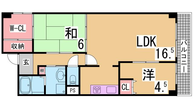 神戸市兵庫区新開地５丁目の賃貸マンションの間取り