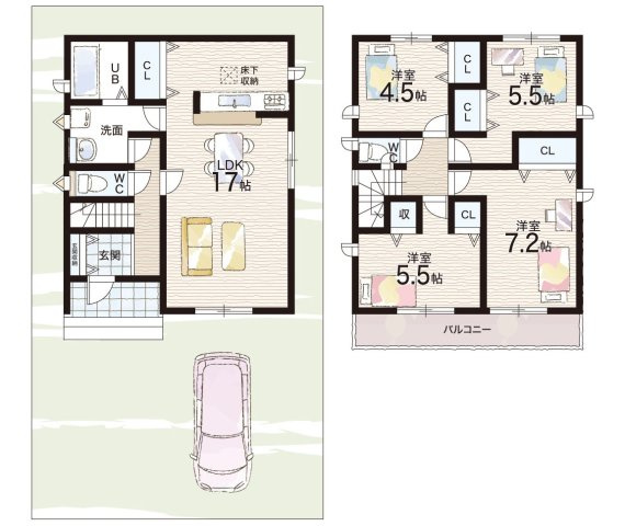 城陽市寺田今橋　第5期　新築一戸建ての間取り|2号地