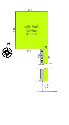 土地　川越市寺山の区画図|広々131坪の敷地です。