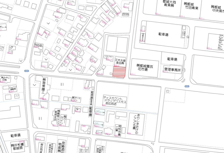 都城市志比田町の売地の土地図