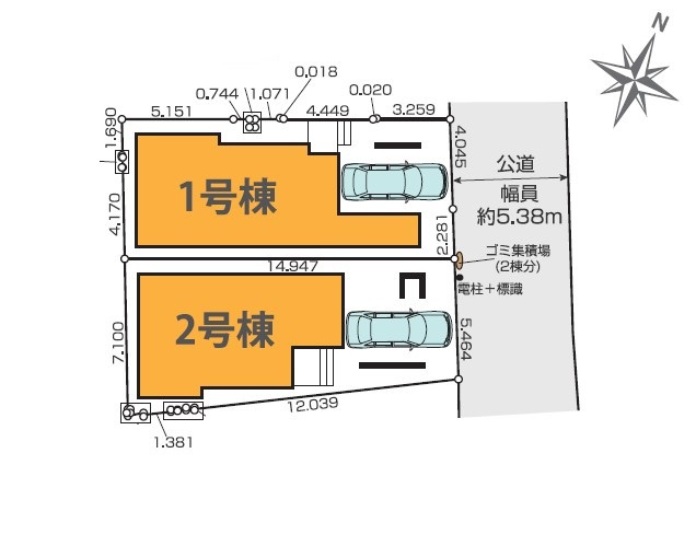 杉並区成田東2丁目　新築戸建　全2棟の区画図