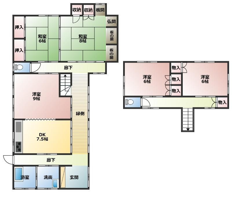 都城市南鷹尾町の中古一戸建の間取り