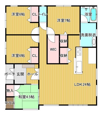 三橋町起田オール電化中古平屋戸建の間取り