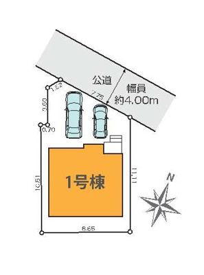【区画図】 | 府中市分梅町2丁目新築戸建 | 車2台駐車できます(車種による)。