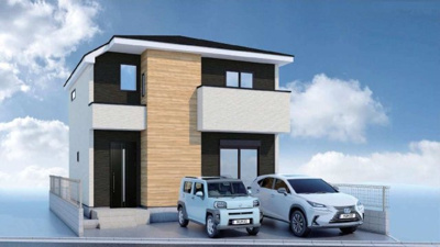 【外観パース】 | 府中市分梅町2丁目新築戸建 | パース図はイメージであり、仕様等変更する場合がございます。