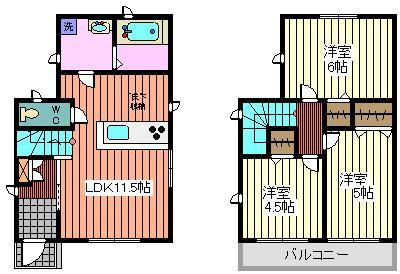 三室大古里緑地台住宅Ｈ棟の間取り