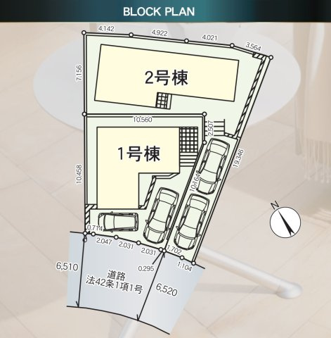 横浜市青葉区荏田西第2 新築戸建て【仲介手数料無料】カースペース2台の区画図