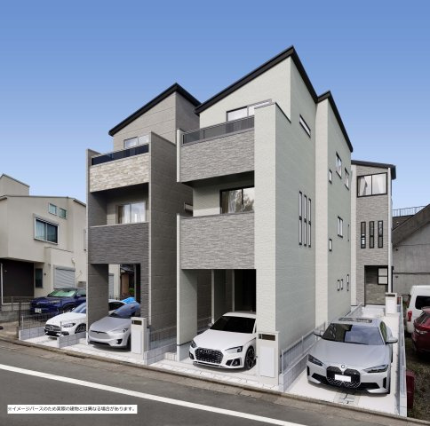 板橋区富士見町 全4棟 2号棟の外観パース|完成予想図　イラストは図面を基に起こしたもので実際のものとは多少異なる場合がございます