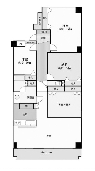 【間取り】 | ライオンズマンション太秦第2 | 専有面積97.20㎡
