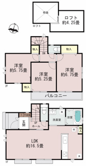 【間取り】 | 【仲介手数料無料！！】日野市平山５丁目　新築戸建て（全3棟）3号棟　4490万円 | 3号棟　3LDK　建物：79.90