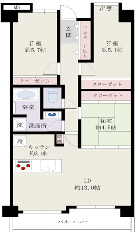 【間取り】 | ロイヤルメドゥ東心斎橋